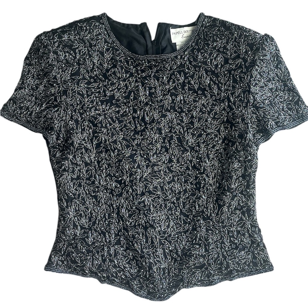 Vintage Adrianna papell silk beaded top size s